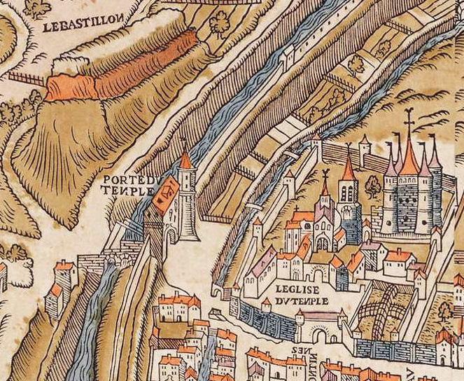 Plan de Paris vers 1550 porte du Temple