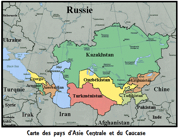 carte pays d asie centrale caucase map