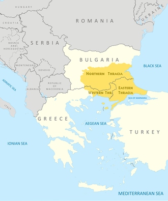 Thrace and present day state borderlines